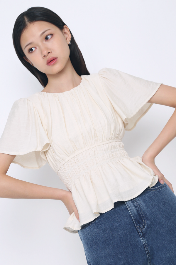 Lush Pleat Blouse Cream