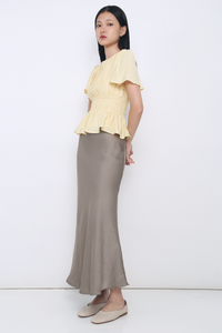 Lush Pleat Blouse Vanilla Yellow