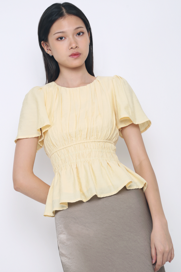 Lush Pleat Blouse Vanilla Yellow