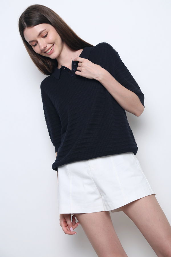 Lyon Waffle Polo Knit Twilight Navy (Backorder)