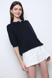 Lyon Waffle Polo Knit Twilight Navy (Restock)