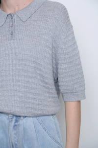 Lyon Waffle Polo Knit Ash Grey (Restock)
