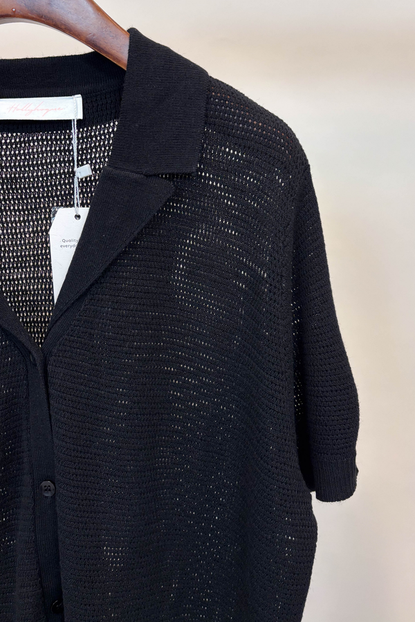 Maison Net Knit Blouse Black