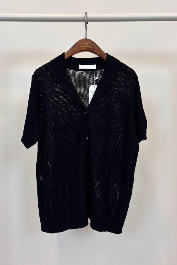 Maison Net Knit Blouse Black