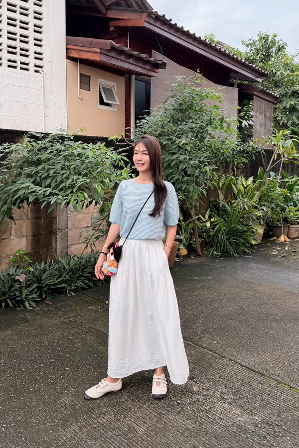 Maison Textured Knit Blouse Powder Blue
