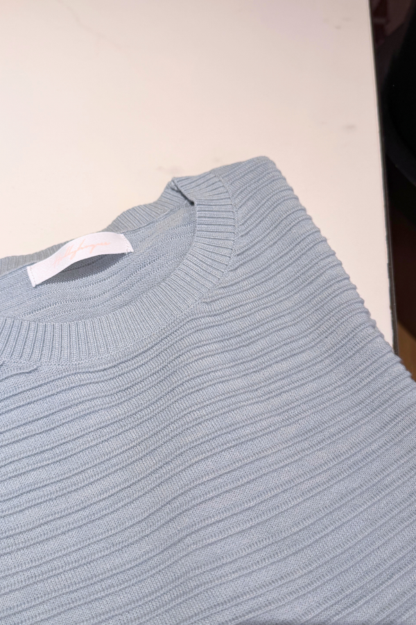 Maison Textured Knit Blouse Powder Blue