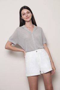 Maison Net Knit Blouse Grey