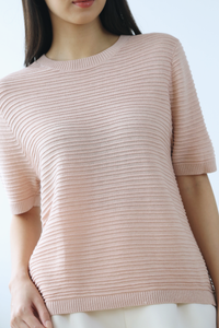 Maison Textured Knit Blouse Blush Pink (Backorder)