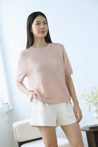 Maison Textured Knit Blouse Blush Pink (Backorder)