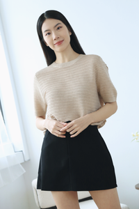 Maison Textured Knit Blouse Sand (Backorder)