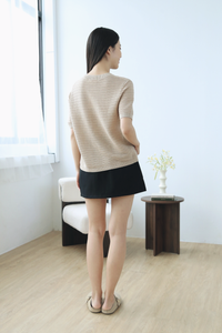 Maison Textured Knit Blouse Sand (Backorder)