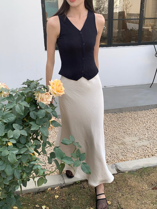 Marlow Ribbed Knit Vest Top Midnight Navy