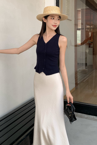 Marlow Ribbed Knit Vest Top Midnight Navy