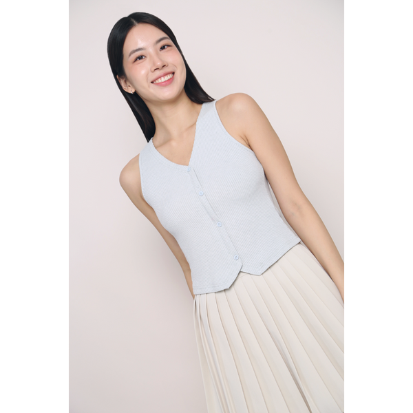 Marlow Ribbed Knit Vest Top Seafoam