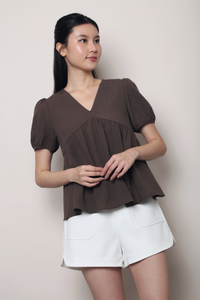 Modern Babydoll Blouse Brown (Restock II)
