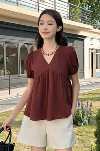 Modern Babydoll Blouse Wine
