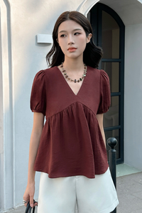 Modern Babydoll Blouse Wine