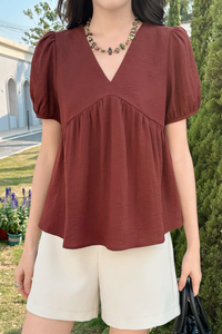 Modern Babydoll Blouse Wine