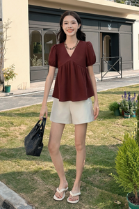 Modern Babydoll Blouse Wine