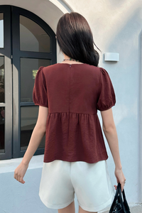 Modern Babydoll Blouse Wine