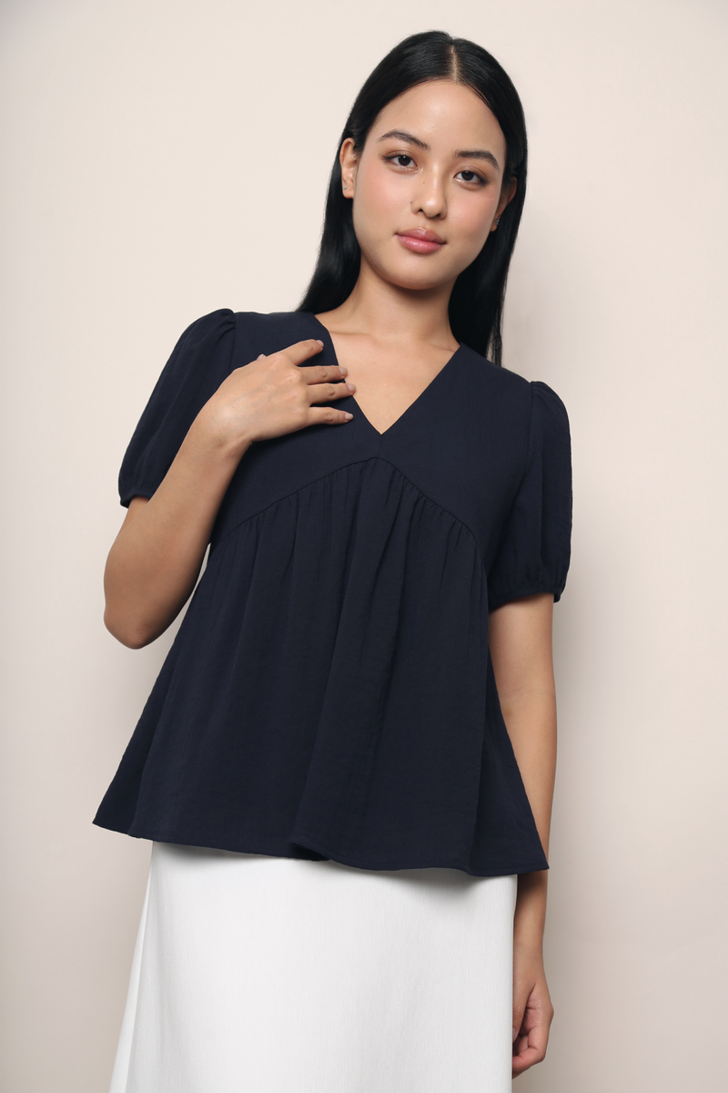 Modern Babydoll Blouse Navy (Restock II)