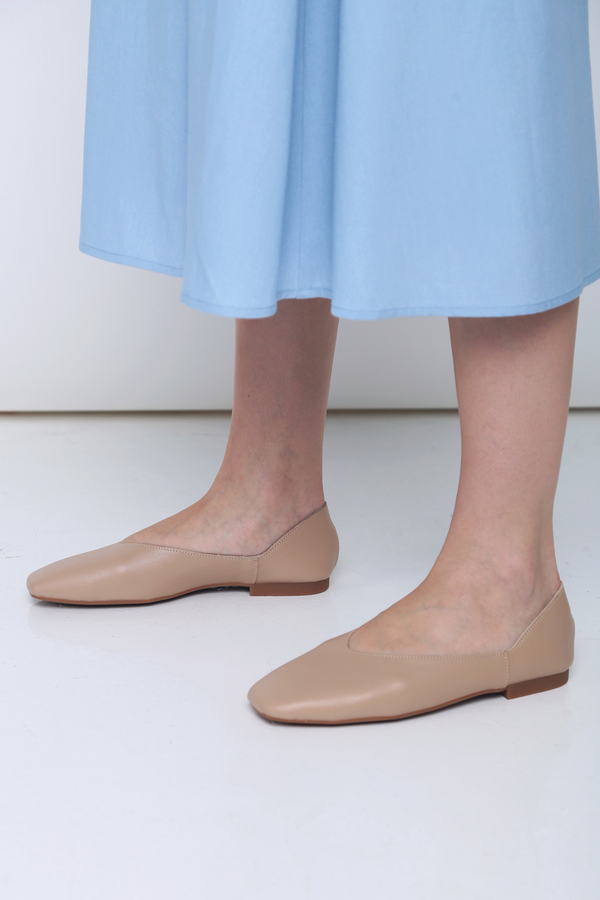 Mollie Leather Flats Nude Blush