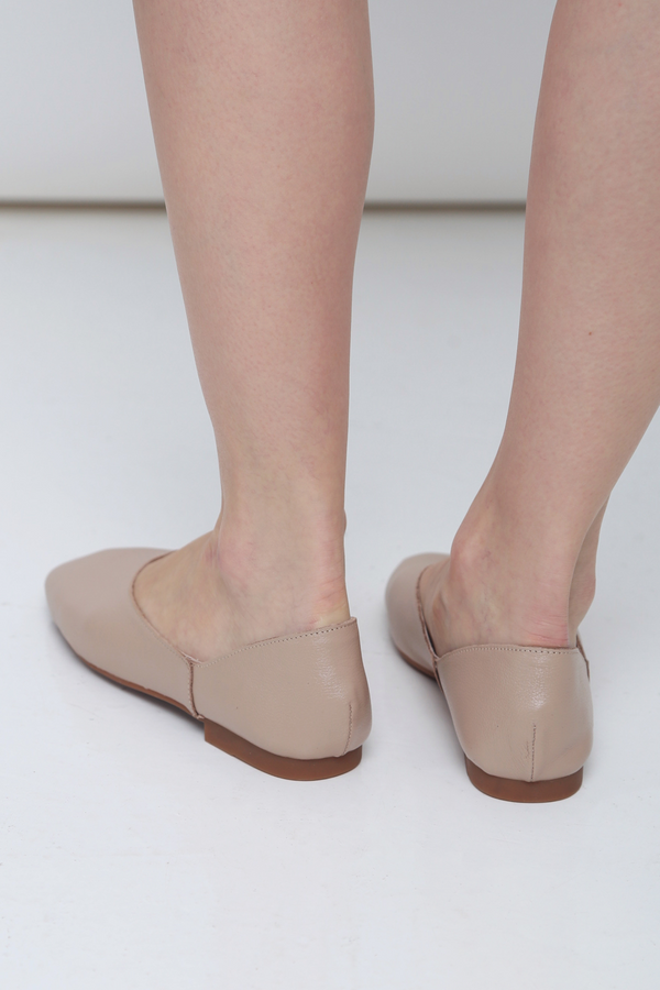 Mollie Leather Flats Latte