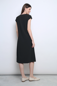 Monaco V-Neck Midi Dress Black
