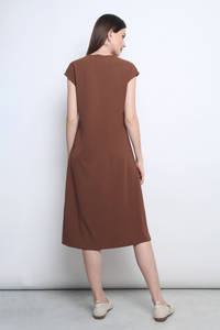 Monaco V-Neck Midi Dress Brown