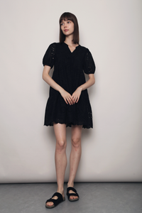 Mon Amour Broderie Dress Black