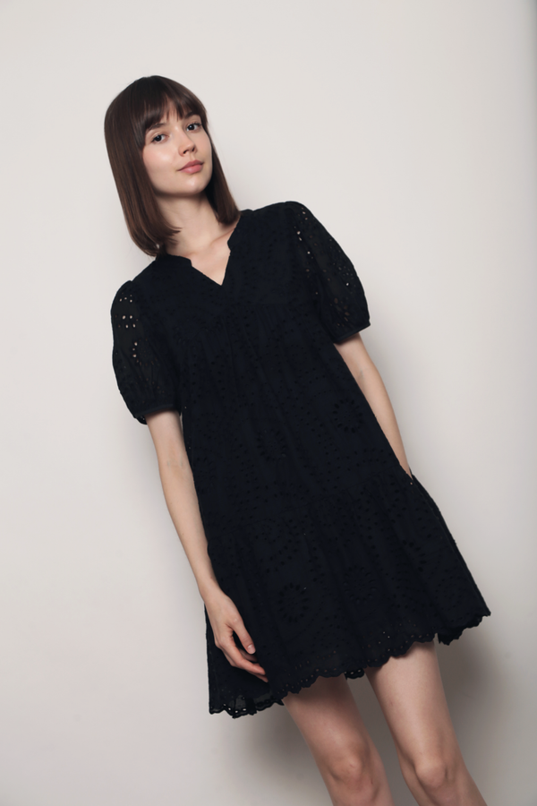 Mon Amour Broderie Dress Black