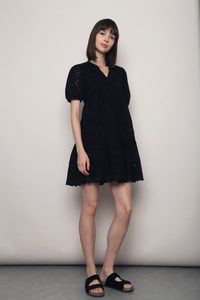 Mon Amour Broderie Dress Black