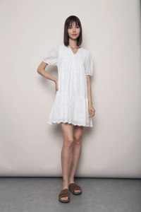 Mon Amour Broderie Dress White