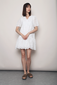 Mon Amour Broderie Dress White