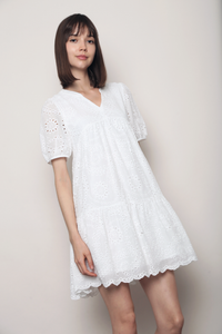 Mon Amour Broderie Dress White