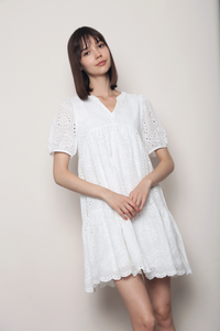 Mon Amour Broderie Dress White