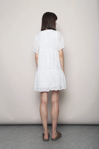 Mon Amour Broderie Dress White