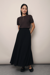 Montclair Pearl Drop Knit Blouse Chestnut Brown