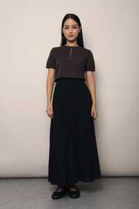 Montclair Pearl Drop Knit Blouse Chestnut Brown