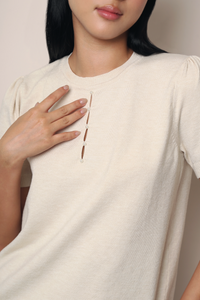 Montclair Pearl Drop Knit Blouse Cream