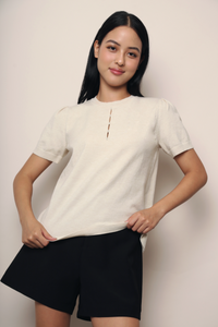 Montclair Pearl Drop Knit Blouse Cream