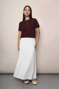 Montclair Pearl Drop Knit Blouse Merlot