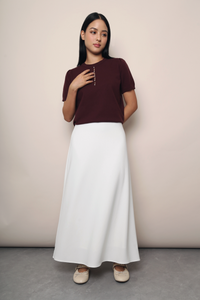 Montclair Pearl Drop Knit Blouse Merlot