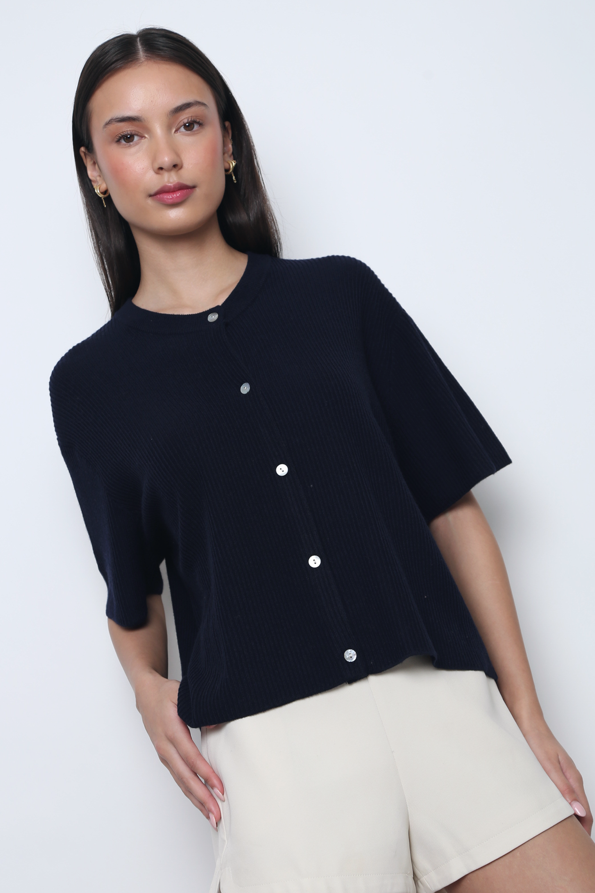 Muse Short Sleeved Knitwear Navy (Backorder II)