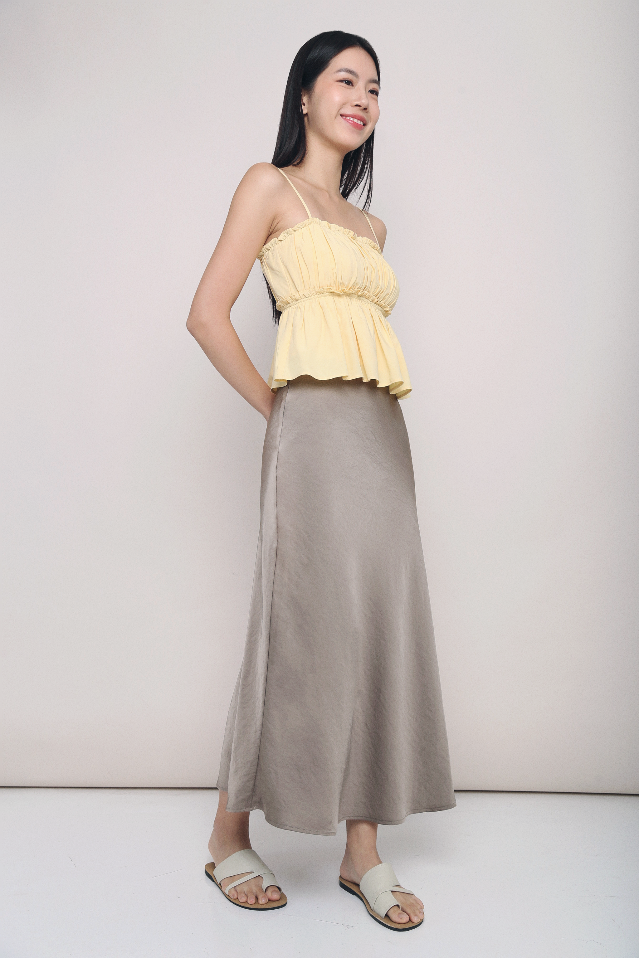 Mystic Fishtail Midaxi Skirt Taupe