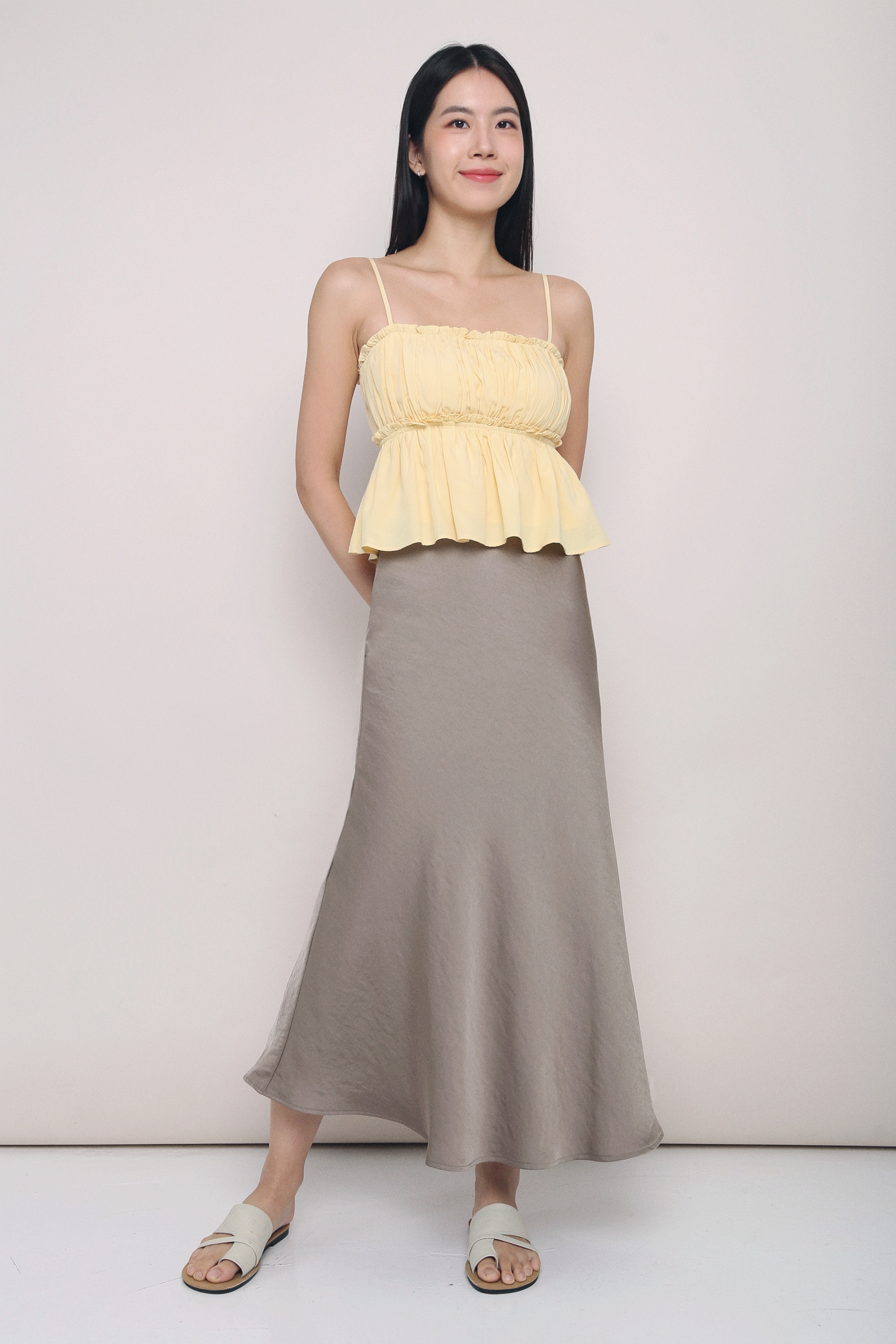 Mystic Fishtail Midaxi Skirt Taupe