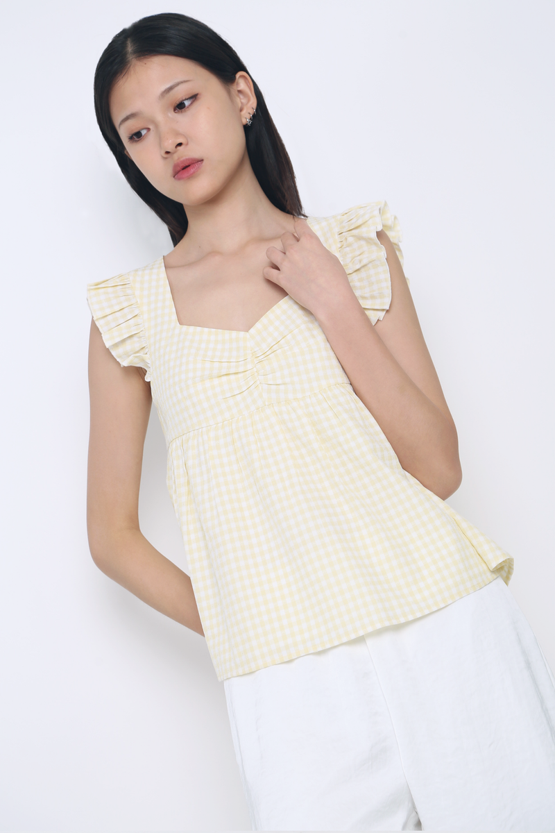 Naomi Picnic Gingham Blouse Vanilla Yellow