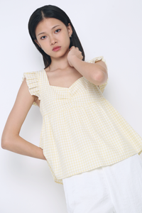 Naomi Picnic Gingham Blouse Vanilla Yellow