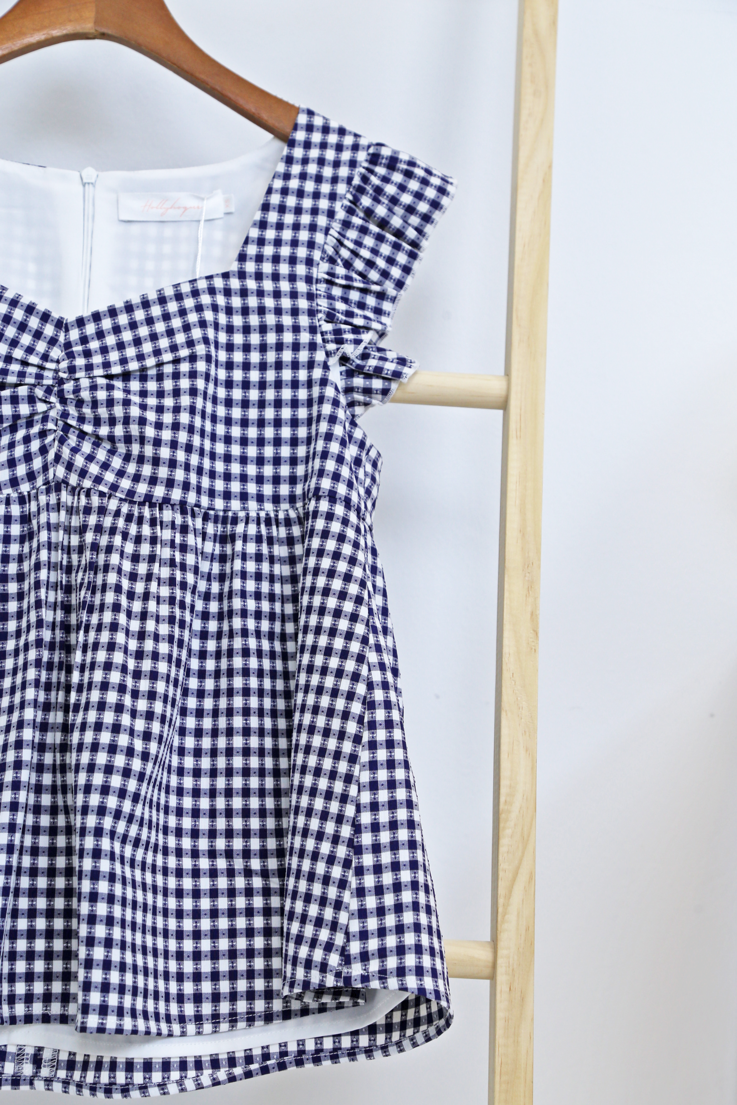 Naomi Picnic Gingham Blouse Navy