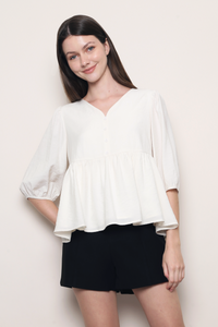 Palm Springs Babydoll Blouse Cream